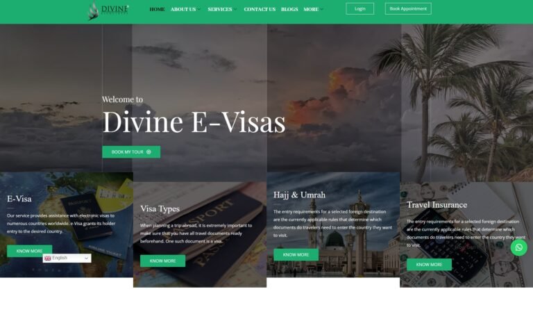 Divine E-Visas website